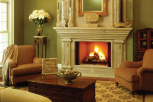 Fireplace in a traditional living room.