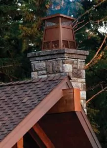 Chimney on the roof of house.