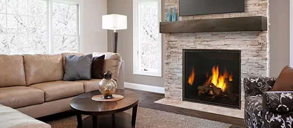 Fireplace in a living room.