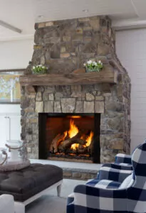 Traditional Brick Stone Fireplace